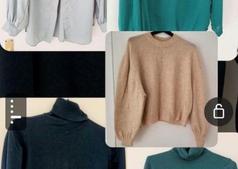Clothes: blouses, sweater, turtlenecks 