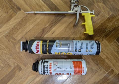 Foam, gun and cleaner 